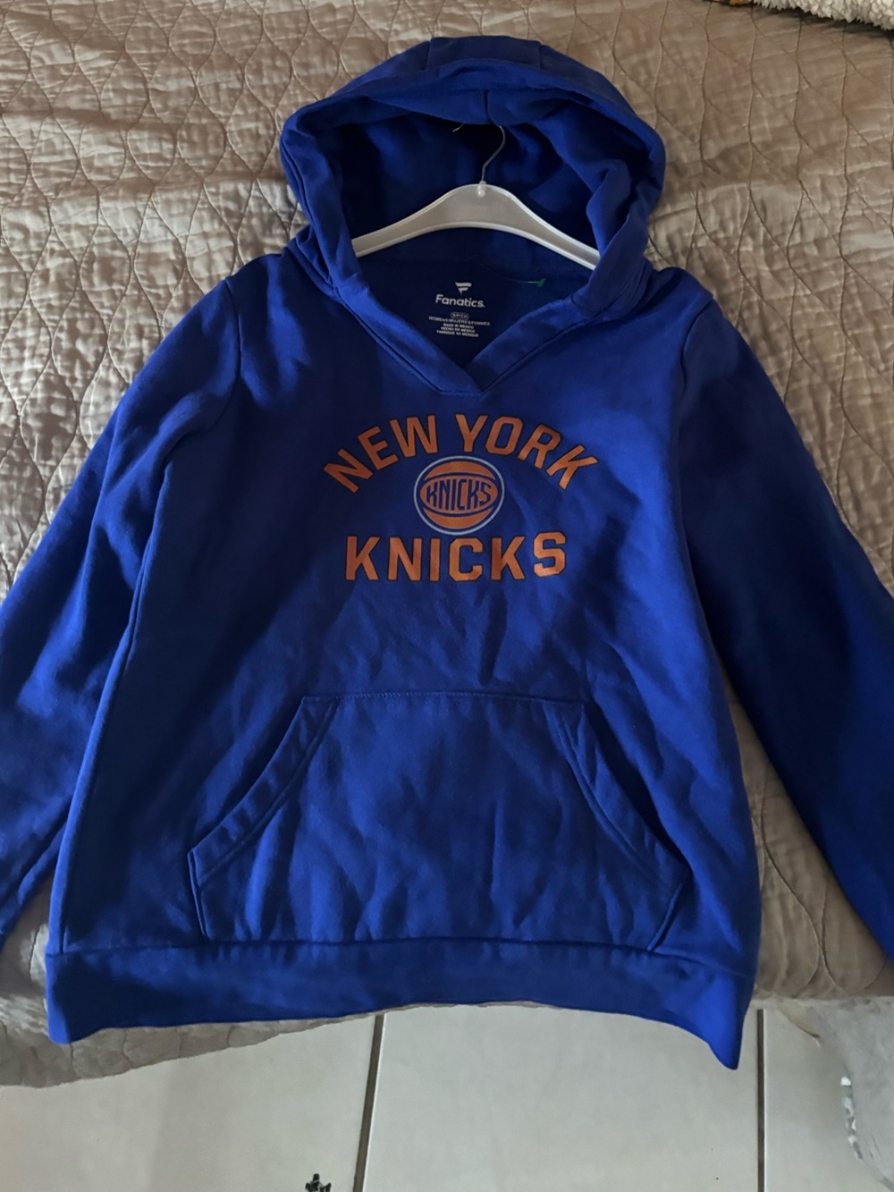 Fanatics New York Knicks Royal Blue Zip-Up Hoodie with Orange Logo